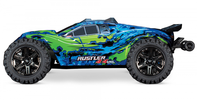 Traxxas Rustler 4x4 VXL 1/10 RTR TQi TSM Vihreä ilman akkua ja laturia TRX67076-4-GRN