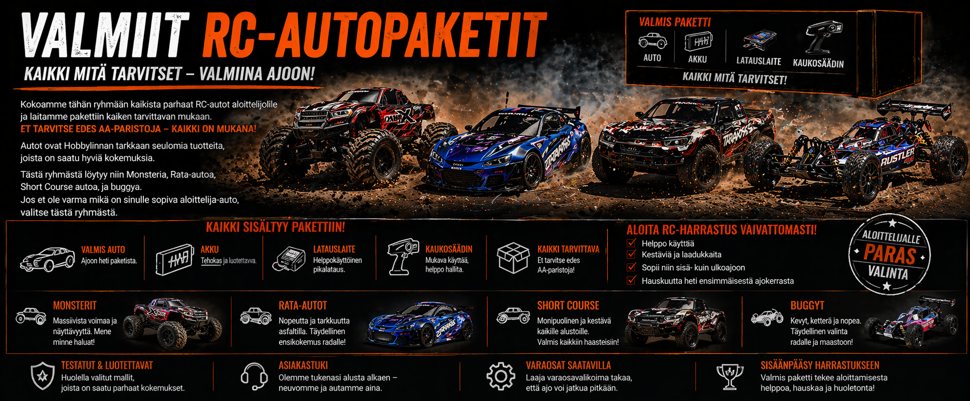 Valmiit RC-autopaketit