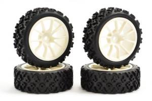 FASTRAX 1/10 STREET/RALLY TYRE 10SP WHITE WHEEL