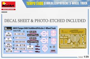1/35 Tempo E400 StahlblechPritsche 3-Wheel Truck