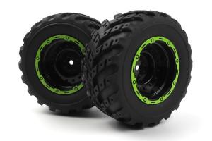 Smyter MT Wheels/Tires Assy (Black/Green/2pcs)