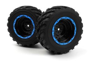 Smyter MT Wheels/Tires Assy (Black/Blue/2pcs)