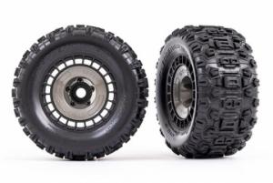 Traxxas Tires & Wheels Sledgehammer 3.8'' / Black 3-piece Spoke (w/ Wheel Hubs) (2) TRX9572