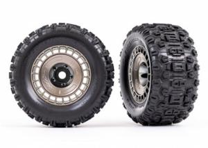 Traxxas Tires & Wheels Sledgehammer 3.8'' / Satin Black Chrome Black 3-piece Spoke (w/ Wheel Hubs) (2) TRX9572A