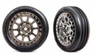 Traxxas Tires & Wheels Alias Ribbed Medium / Black Chrome 2.2" 2WD Front (2) TRX2471T