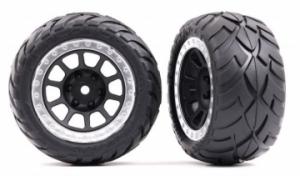 Traxxas Tires & Wheels Alias Medium / Grey Satin w. Chrome Ring  2.2" Rear (2) TRX2478G