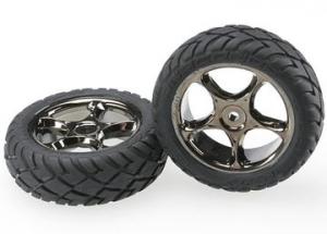 Traxxas Tires & Wheels Anaconda/Tracer Black Chrome 2.2" Front (2) TRX2479A
