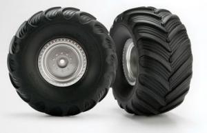 Traxxas Tires & Wheels Terra Groove/Satin Chrome 2.0/3.0" Truck (2) TRX3663