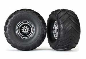 Traxxas Tires & Wheels Terra Groove/Chrome 2.0/3.0" Truck (2) TRX3663X