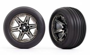 Traxxas Tires & Wheels Ribbed / RXT Black Chrome 2,8" Front (2) TRX3771R