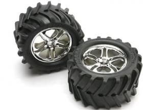Traxxas Tires & Wheels Maxx Chevron/SS Chrome (14mm) 3.8" (2) TRX5173