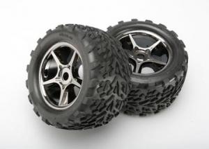 Traxxas Tires & Wheels Talon/Gemini Black Chrome (17mm) 3,8" TSM (2) TRX5374X