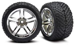 Traxxas Tires & Wheels Victory/Twin-Spoke (Nitro Rear) 2.8" (2) TRX5573
