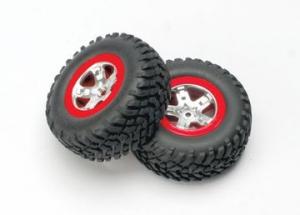 Traxxas Tires & Wheels SCT/SCT Satin Chrome-Red 4WD/2WD Rear (2) TRX5873A