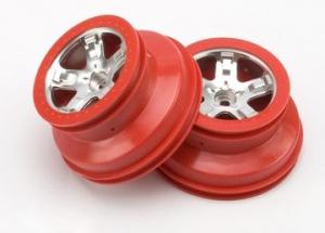 Traxxas Wheels Satin Chrome-Red 2.2/3.0" 2WD Front (2) TRX5874A