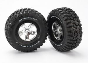 Traxxas Tires & wheels, assembled, glued (SCT satin chrome, black be TRX5878