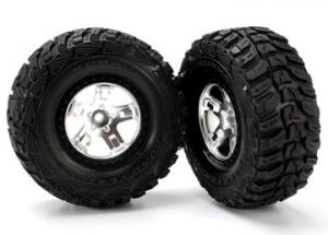Traxxas Tires & wheels, assembled, glued (SCT satin chrome, beadlock TRX5881X