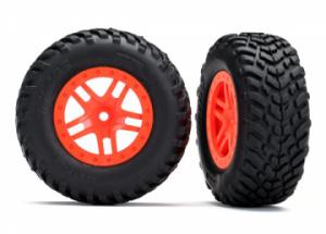 Traxxas Tires & Wheels SCT / SCT S-Spoke Orange 4WD/2WD Rear TSM (2) TRX5892