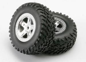 Traxxas Tires & Wheels SCT/SCT Satin Chrome (14mm) (2) TRX5973