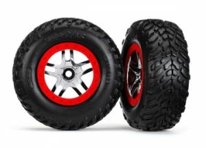 Traxxas Tires & Wheels SCT/S-Spoke Chrome-Red (14mm) (2) TRX5977