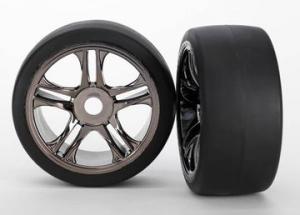 Traxxas Tires & Wheels Slicks S1/S-Spoke Black Chrome Front (2) XO-1 TRX6479