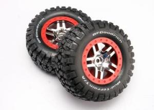 Traxxas Tires & Wheels Goodrich/S-Spoke Chrome-Red 4WD/2WD Rear TRX6873A