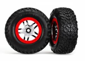 Traxxas Tires & Wheels SCT/S-Spoke Chrome-Red 4WD/2WD Rear TSM (2) TRX6891