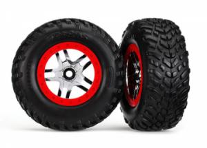 Traxxas Tires & Wheels SCT S1/S-Spoke Chr.-Red 4WD/2WD Rear TSM (2) TRX6891R