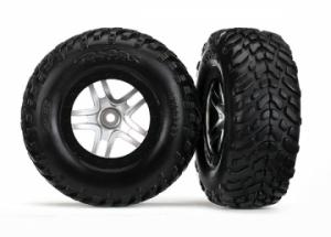 Traxxas Tires & Wheels SCT/S-Spoke Chrome-Black 4WD/2WD Rear TSM TRX6892