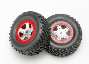 Traxxas Tires & Wheels SCT/SCT-Red Chrome 1/16 (2) TRX7073A