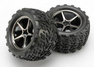 Traxxas Tires & Wheels Talon/Gemini Black Chrome 2.2" 1/16 (2) TRX7174A