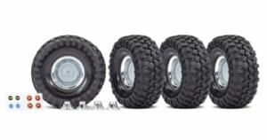 Traxxas Tire & Wheel Canyon Tr./Chro. 1.9"+Center Caps (for #8255A) TRX8166X