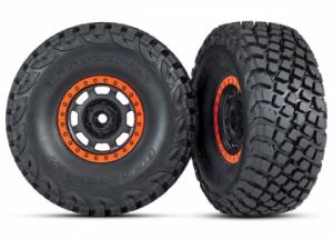 Traxxas Tires & Wheels Baja KR3/Desert Racer Black-Orange (2) UDR TRX8472