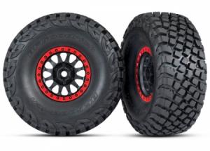 Traxxas Tires & Wheels Baja KR3/Method Race Black-Red (2) UDR TRX8474