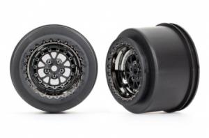 Traxxas Wheels Rear Black Chrome (2)  Drag Slash TRX9473X