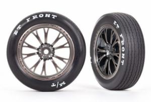 Traxxas Tires & Wheels Front Satin Black Chrome (2)  Drag Slash TRX9474A