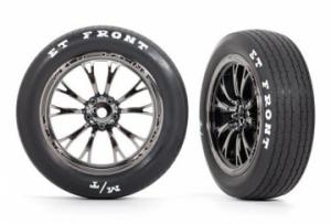Traxxas Tires & Wheels Front Black Chrome (2)  Drag Slash TRX9474X