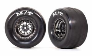 Traxxas Tires & Whels Rear Black Chrome (2)  Drag Slash TRX9475X