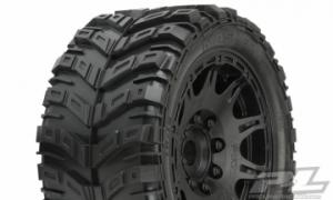 Masher X HP All Terrain BELTED Tires Mounted on Raid 5.7" Black Wheels (2) for X-MAXX