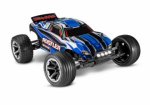 Traxxas Rustler 2WD 1/10 RTR TQ Blue LED RC-auto + akku ja laturi TRX37054-61-BLU