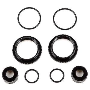 Team Associated 13Mm Shock Collar And Seal Retainer Set, Black Aluminium