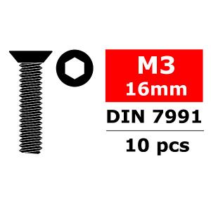 CORALLY STEEL SCREWS M3 X 16MM HEX FLAT HEAD 10 PCS