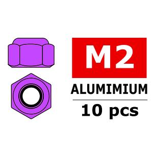 CORALLY ALUMINIUM NYLSTOP NUT M2 PURPLE 10 PCS