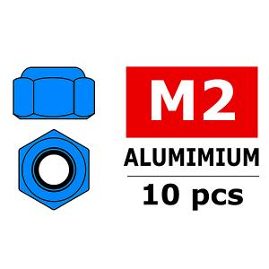 CORALLY ALUMINIUM NYLSTOP NUT M2 BLUE 10 PCS