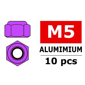 CORALLY ALUMINIUM NYLSTOP NUT M5 PURPLE 10 PCS
