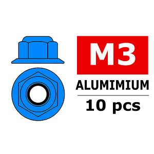 CORALLY ALUMINIUM NYLSTO P NUT M3 FLANGED BLUE 10 P