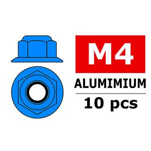 CORALLY ALUMINIUM NYLSTO P NUT M4 FLANGED BLUE 10 P