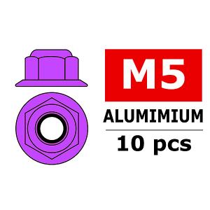 CORALLY ALUMINIUM NYLSTO P NUT M5 FLANGED PURPLE 10