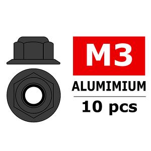 CORALLY ALUMINIUM NYLSTOP NUT M3 FLANGED GUN METAL 10 PCS