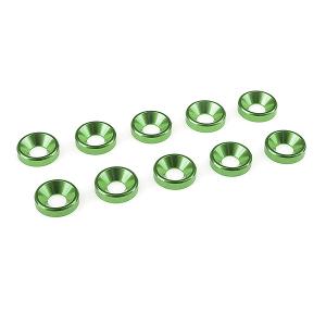 CORALLY ALUMINIUM WASHER FOR M4 FLAT HEAD SCREWS OD=10MM GREEN 10PCS